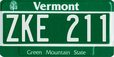 VT license plate ZKE211