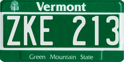 VT license plate ZKE213