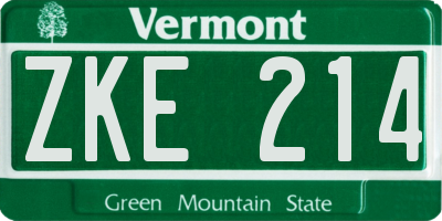 VT license plate ZKE214