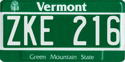 VT license plate ZKE216