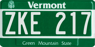 VT license plate ZKE217