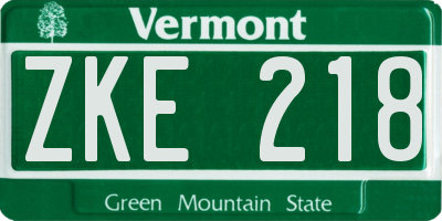 VT license plate ZKE218