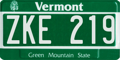 VT license plate ZKE219