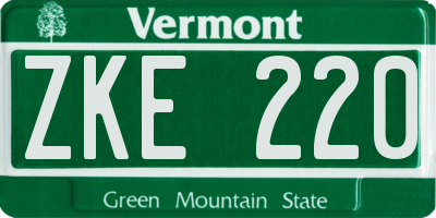 VT license plate ZKE220