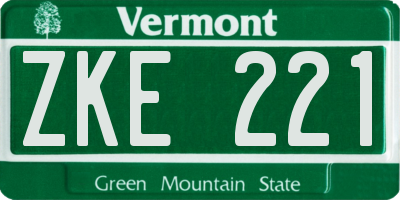VT license plate ZKE221