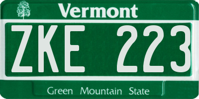 VT license plate ZKE223