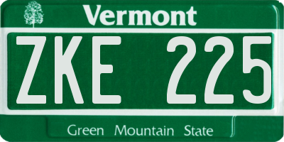 VT license plate ZKE225