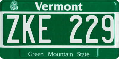 VT license plate ZKE229
