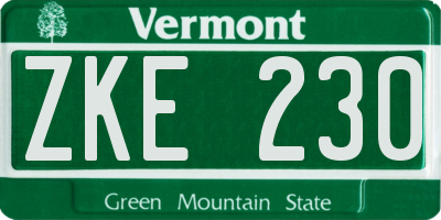 VT license plate ZKE230