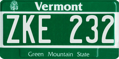 VT license plate ZKE232
