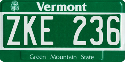 VT license plate ZKE236