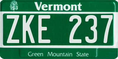 VT license plate ZKE237