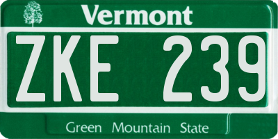 VT license plate ZKE239