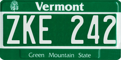 VT license plate ZKE242