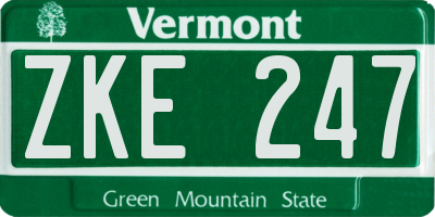 VT license plate ZKE247