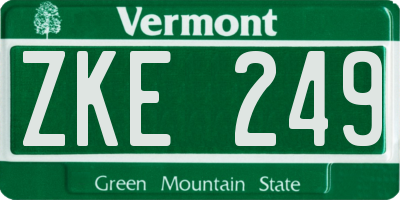 VT license plate ZKE249