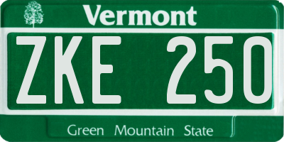 VT license plate ZKE250