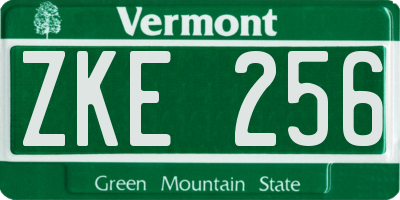 VT license plate ZKE256