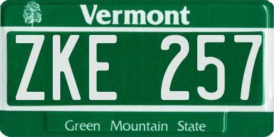 VT license plate ZKE257