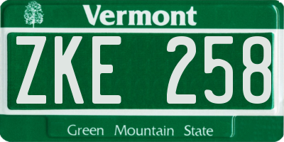 VT license plate ZKE258