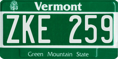 VT license plate ZKE259