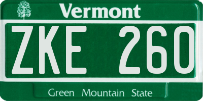 VT license plate ZKE260