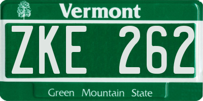 VT license plate ZKE262