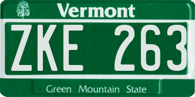 VT license plate ZKE263