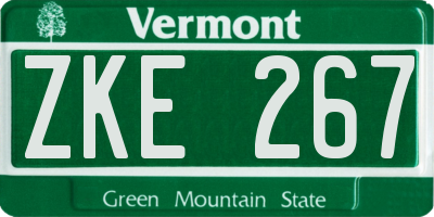VT license plate ZKE267
