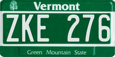 VT license plate ZKE276