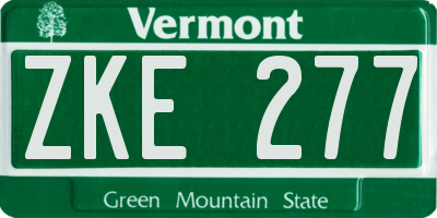 VT license plate ZKE277