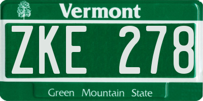 VT license plate ZKE278