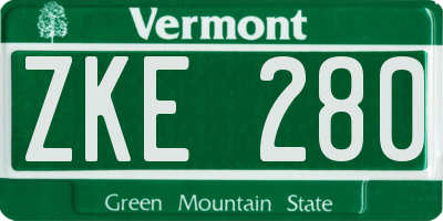 VT license plate ZKE280