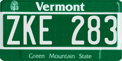 VT license plate ZKE283