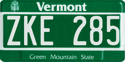 VT license plate ZKE285