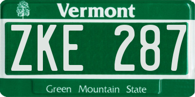 VT license plate ZKE287