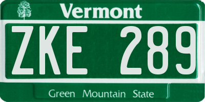 VT license plate ZKE289