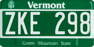 VT license plate ZKE298