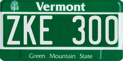 VT license plate ZKE300