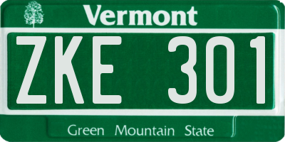 VT license plate ZKE301