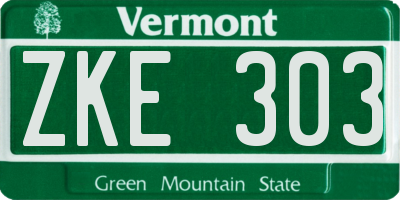 VT license plate ZKE303