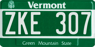 VT license plate ZKE307