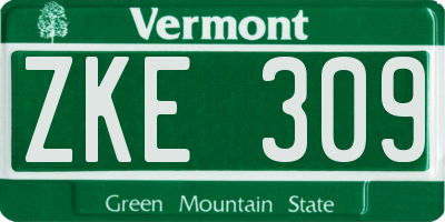 VT license plate ZKE309
