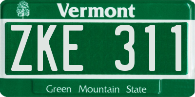 VT license plate ZKE311