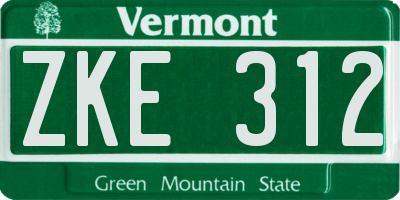 VT license plate ZKE312