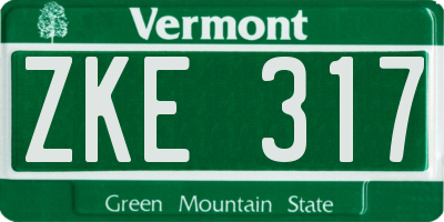 VT license plate ZKE317