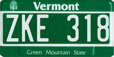 VT license plate ZKE318