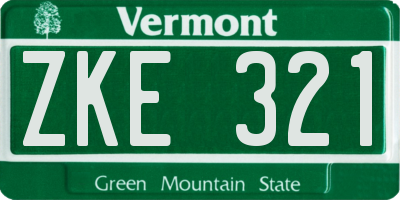 VT license plate ZKE321