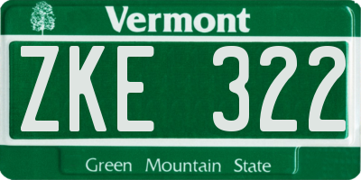 VT license plate ZKE322
