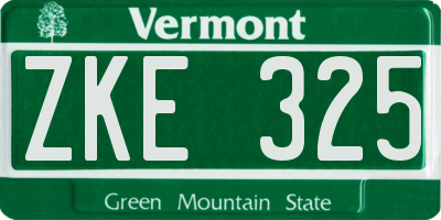 VT license plate ZKE325